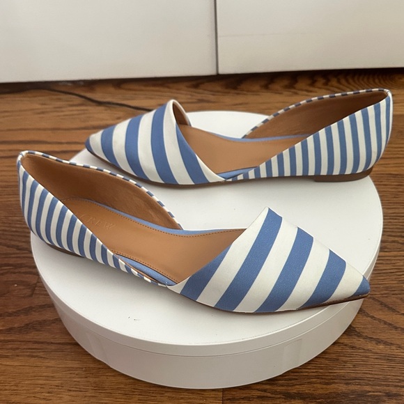 J. Crew Factory Shoes - J. Crew Blue Stripes Zoe D'Orsey Flats Size 8
